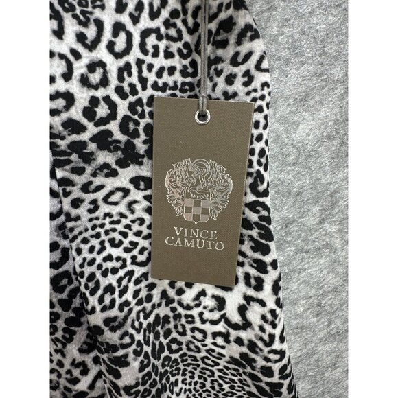 Vince Camuto Women’s Medium Leopard Animal Print Blouse Short Sleeve Top Shirt - Picture 2 of 7